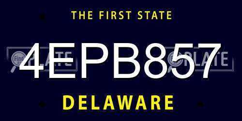 4EPB857 Delaware License Plate