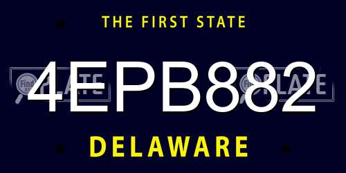 4EPB882 Delaware License Plate