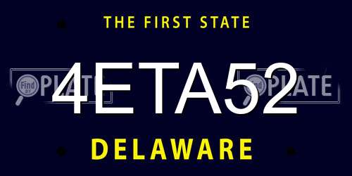 4ETA52 Delaware License Plate