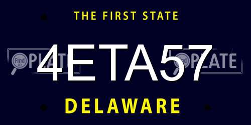 4ETA57 Delaware License Plate