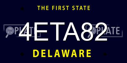 4ETA82 Delaware License Plate