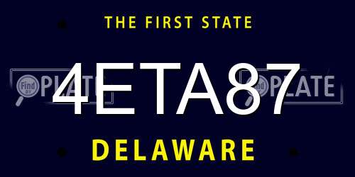 4ETA87 Delaware License Plate
