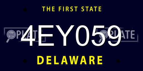 4EY059 Delaware License Plate