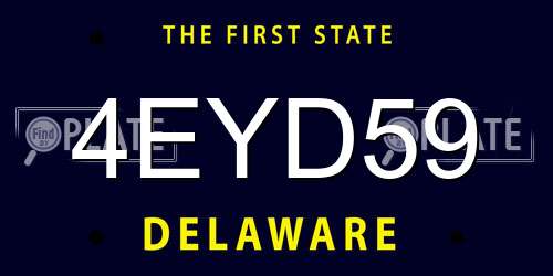 4EYD59 Delaware License Plate