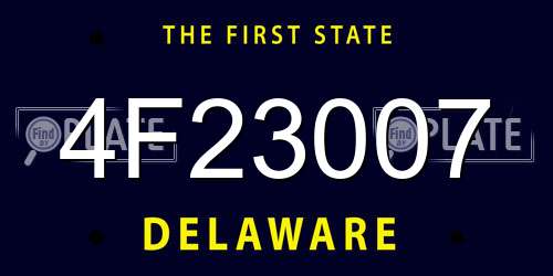 4F23007 Delaware License Plate