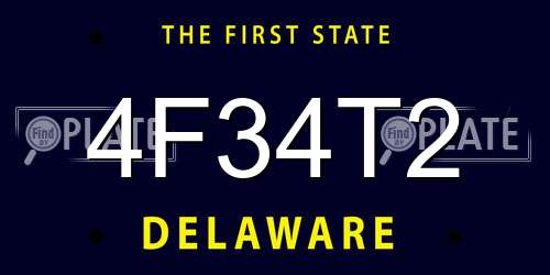 4F34T2 Delaware License Plate