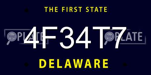 4F34T7 Delaware License Plate