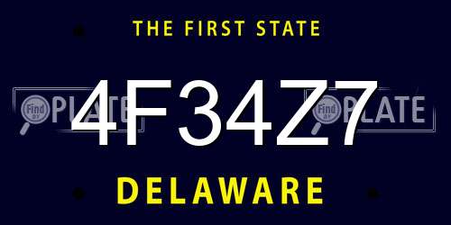4F34Z7 Delaware License Plate