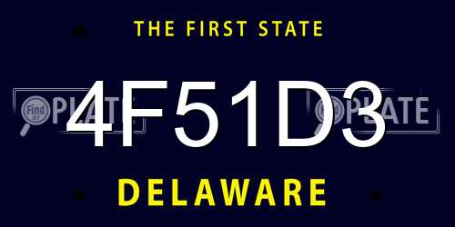 4F51D3 Delaware License Plate