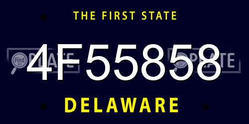 4F55858 Delaware License Plate