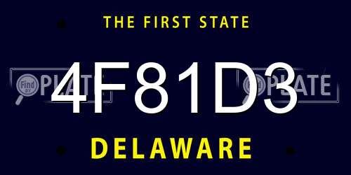 4F81D3 Delaware License Plate