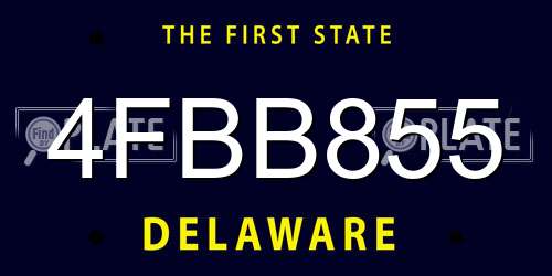 4FBB855 Delaware License Plate
