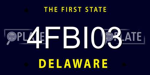 4FBI03 Delaware License Plate