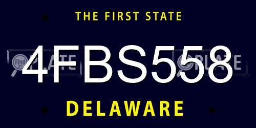 4FBS558 Delaware License Plate