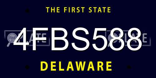 4FBS588 Delaware License Plate