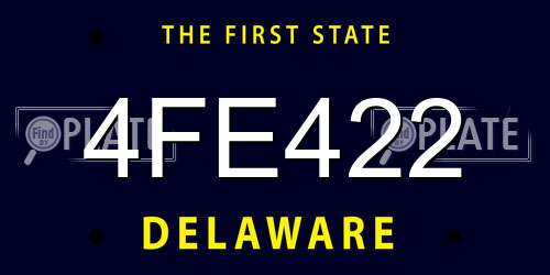 4FE422 Delaware License Plate