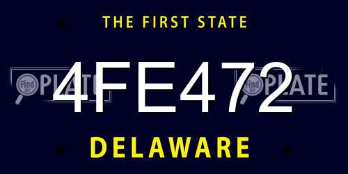 4FE472 Delaware License Plate
