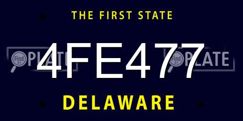 4FE477 Delaware License Plate