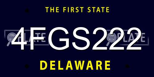 4FGS222 Delaware License Plate