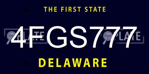 4FGS777 Delaware License Plate