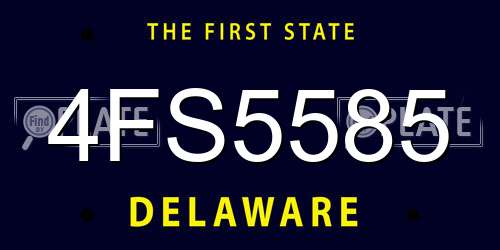4FS5585 Delaware License Plate