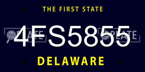 4FS5855 Delaware License Plate