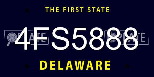 4FS5888 Delaware License Plate
