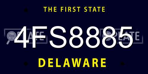 4FS8885 Delaware License Plate