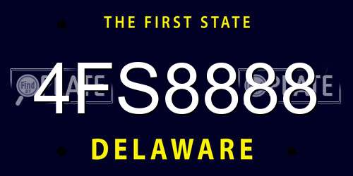 4FS8888 Delaware License Plate