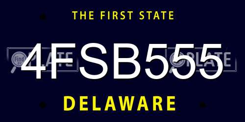 4FSB555 Delaware License Plate