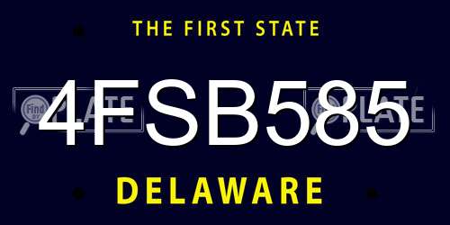 4FSB585 Delaware License Plate