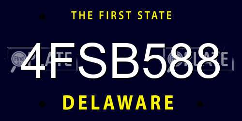 4FSB588 Delaware License Plate