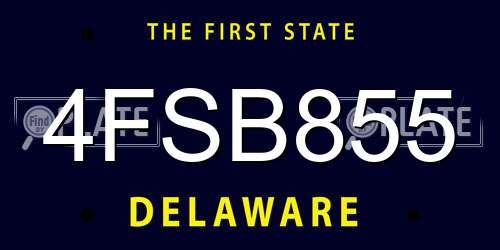 4FSB855 Delaware License Plate