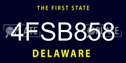 4FSB858 Delaware License Plate