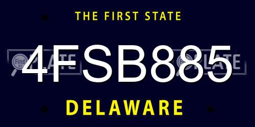 4FSB885 Delaware License Plate