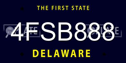 4FSB888 Delaware License Plate