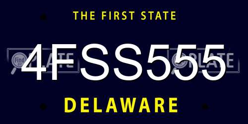 4FSS555 Delaware License Plate