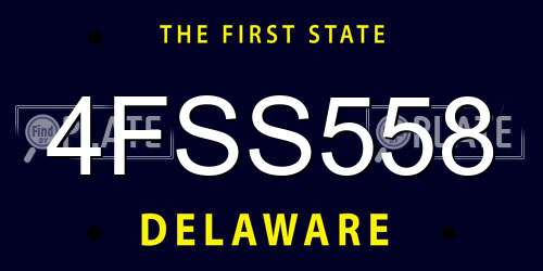 4FSS558 Delaware License Plate