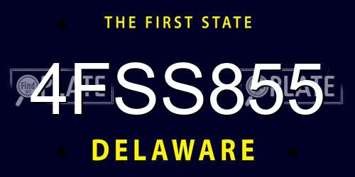 4FSS855 Delaware License Plate