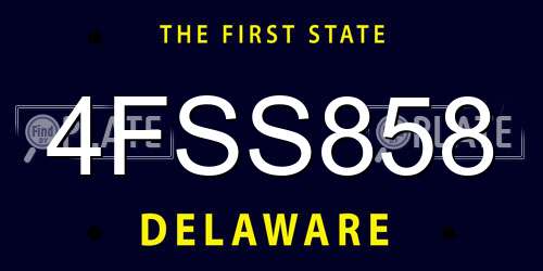4FSS858 Delaware License Plate
