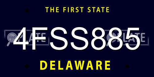 4FSS885 Delaware License Plate