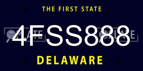 4FSS888 Delaware License Plate