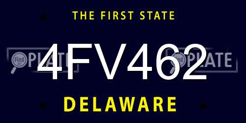 4FV462 Delaware License Plate