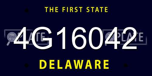 4G16042 Delaware License Plate