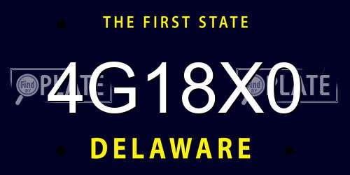 4G18X0 Delaware License Plate