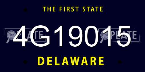 4G19015 Delaware License Plate