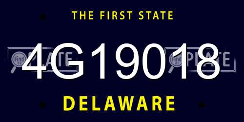 4G19018 Delaware License Plate