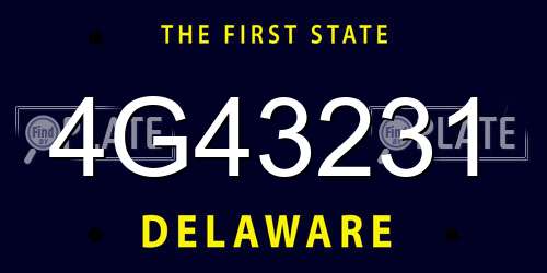 4G43231 Delaware License Plate