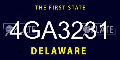 4GA3231 Delaware License Plate