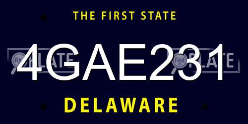 4GAE231 Delaware License Plate